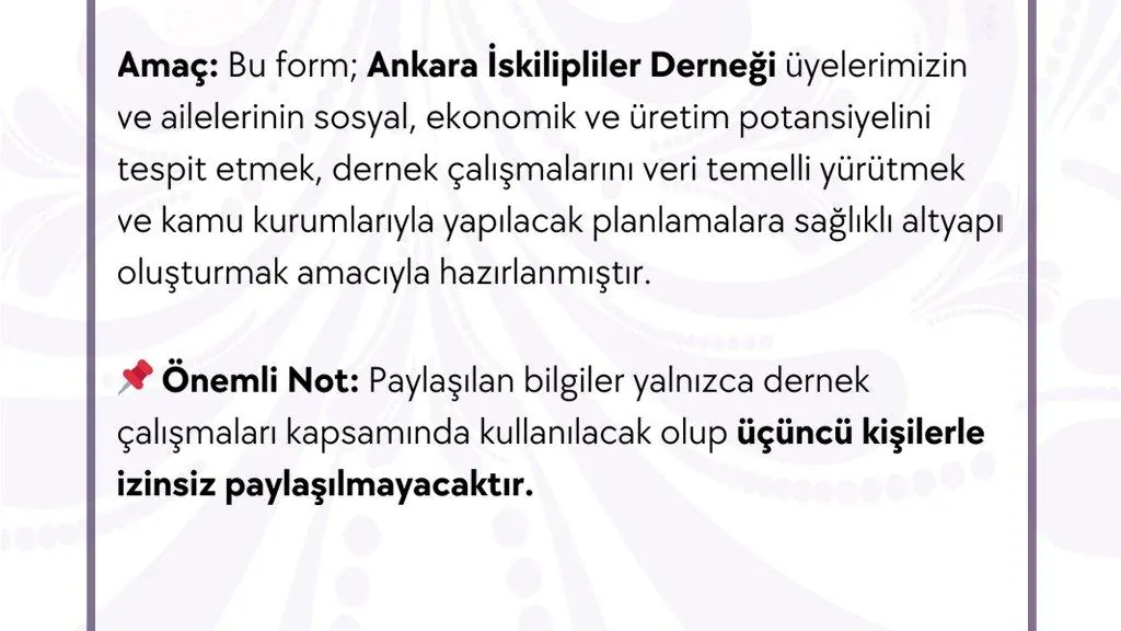 ÜYE VE HANE BAZLI SOSYAL – EKONOMİK DURUM TESPİT FORMU