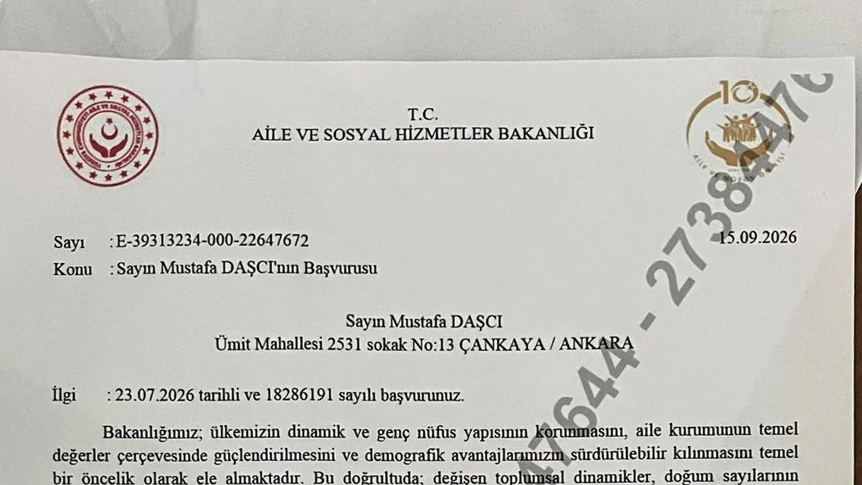 MUSTAFA DAŞÇI’NIN BAŞVURUSUNA AİLE VE SOSYAL HİZMETLER BAKANLIĞI’NDAN YANIT