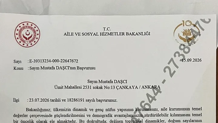 MUSTAFA DAŞÇI’NIN BAŞVURUSUNA AİLE VE SOSYAL HİZMETLER BAKANLIĞI’NDAN YANIT